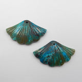 Chrysocolla Leaf Carved Earrings, Natural Gemstone Bead