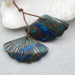 Chrysocolla Carved Leaf Gemstone Earrings