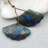 Chrysocolla Carved Leaf Gemstone Earrings