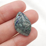 Chrysocolla Carved Leaf Pendant, Natural Gemstone Jewelry