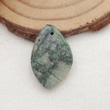 Chrysocolla Carved Leaf Pendant, Natural Gemstone Jewelry
