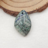 Chrysocolla Carved Leaf Pendant, Natural Gemstone Jewelry