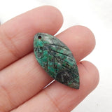 Chrysocolla Carved Leaf Pendant, Natural Gemstone Jewelry