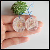 Natural Gemstone Carved Quartz Earrings, 30x26x6mm