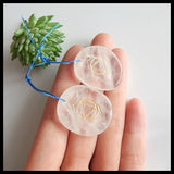 Natural Gemstone Carved Quartz Earrings, 30x26x6mm