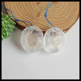 Natural Gemstone Carved Quartz Earrings, 30x26x6mm