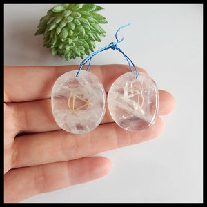 Natural Gemstone Carved Quartz Earrings, 30x26x6mm