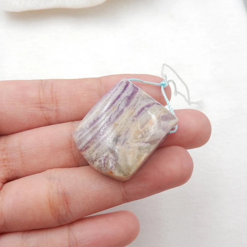 Hand Carved Purple Lace Agate Rhodonite Pendant Beads 27x22x12mm