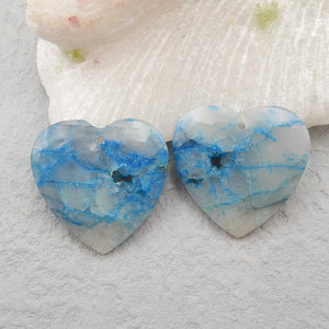 Chrysocolla Heart Shaped Earrings 25x25mm
