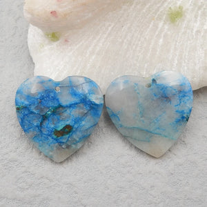 Chrysocolla Heart Shaped Earrings 25x25mm