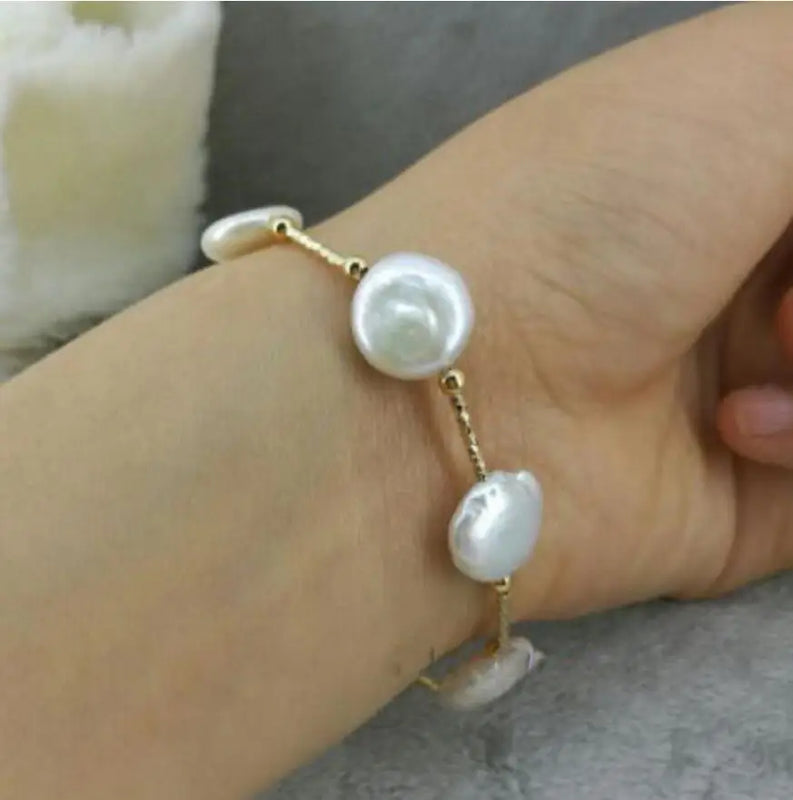 Baroque South Sea Pearl Bracelet 7.5-8 inch Clasp