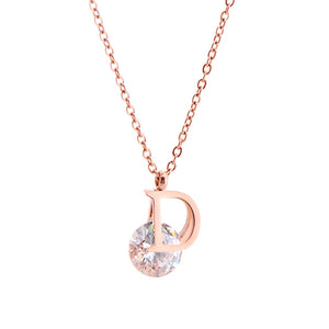 Zircon Letters Necklace, Titanium Steel Chain Accessories