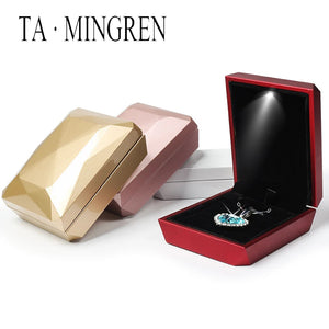LED Jewelry Box with Velvet Interior - Diamond Ring Box