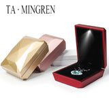 LED Jewelry Box with Velvet Interior - Diamond Ring Box
