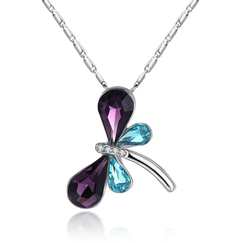 Crystal Dragonfly Necklace Pendant for Women Girls