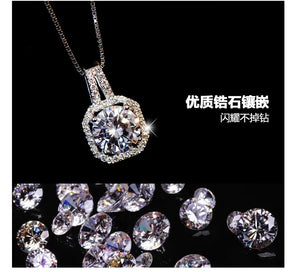 Crystal Zircon Diamond Pendant Clavicle Chain Necklace