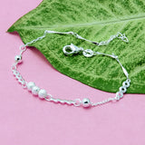 925 Silver Bead Bracelet Frosted Beads Women's Jewelry