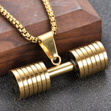 Stainless Steel Dumbbell Pendant Necklace Sports Accessories