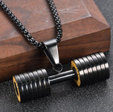 Stainless Steel Dumbbell Pendant Necklace Sports Accessories