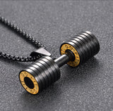 Stainless Steel Dumbbell Pendant Necklace Sports Accessories
