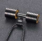 Stainless Steel Dumbbell Pendant Necklace Sports Accessories