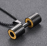 Stainless Steel Dumbbell Pendant Necklace Sports Accessories