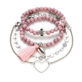 Love Alphabet Tassel Turtle Bracelet Set - 4 Pieces