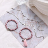 Love Alphabet Tassel Turtle Bracelet Set - 4 Pieces