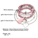 Love Alphabet Tassel Turtle Bracelet Set - 4 Pieces
