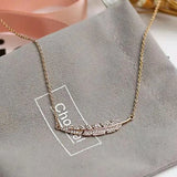 Zircon Feather Chain Necklace for Tanabata Festival