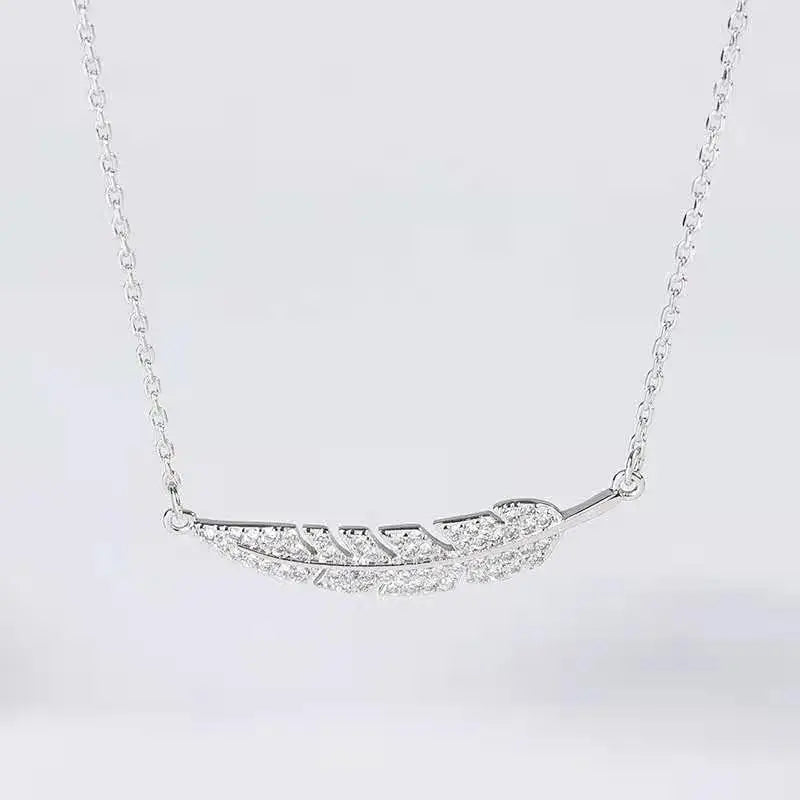 Zircon Feather Chain Necklace for Tanabata Festival