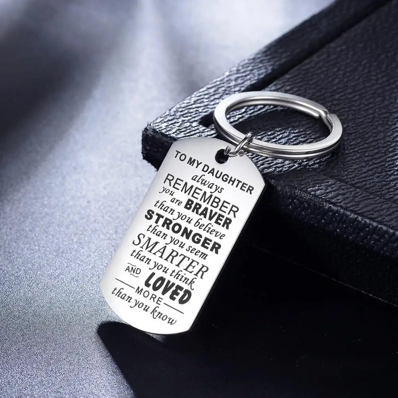 Engraved To MY Daughter Stainless Steel key Holder Keyring