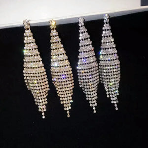 Chandelier Rhinestone Clip-On Earrings for Bridal Pageant Prom