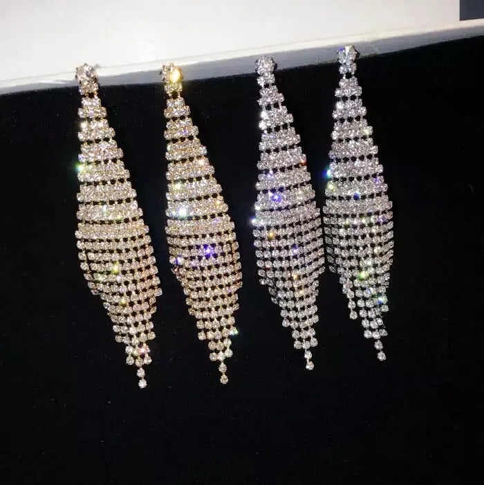 Chandelier Rhinestone Clip-On Earrings for Bridal Pageant Prom