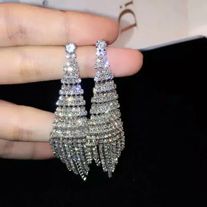 Chandelier Rhinestone Clip-On Earrings for Bridal Pageant Prom