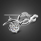 925 Sterling Silver Brooch Zircon Inlaid Solid Silver Accessories