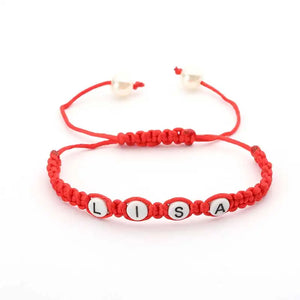 Red Thread String Resin Pearl DIY Bangle Bracelet for Women