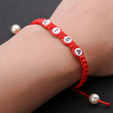 Red Thread String Resin Pearl DIY Bangle Bracelet for Women
