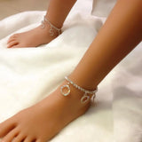 Lettered Initials Rhinestone Anklets Tennis Chains Women Beach Jewelry