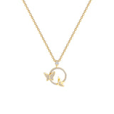 Zirconia Butterfly Necklace Personalized Pendant Hollowed Out Chain
