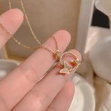 Zirconia Butterfly Necklace Personalized Pendant Hollowed Out Chain