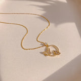 Zirconia Butterfly Necklace Personalized Pendant Hollowed Out Chain