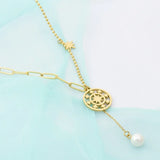Titanium Steel Pearl Pendant Necklace Female Sense Net Red Clavic