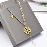 Titanium Steel Pearl Pendant Necklace Female Sense Net Red Clavic