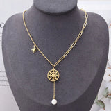 Titanium Steel Pearl Pendant Necklace Female Sense Net Red Clavic