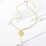 Titanium Steel Pearl Pendant Necklace Female Sense Net Red Clavic