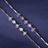Lucky Clover Crystal Zircon Diamond Chain Bracelet Silver Jewelry