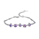Lucky Clover Crystal Zircon Diamond Chain Bracelet Silver Jewelry