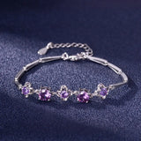 Lucky Clover Crystal Zircon Diamond Chain Bracelet Silver Jewelry