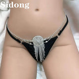 Sexy Body Chain Underwear with Tassel Rhinestone Bikini Thong